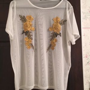 Floral Embroidered Mesh Top
